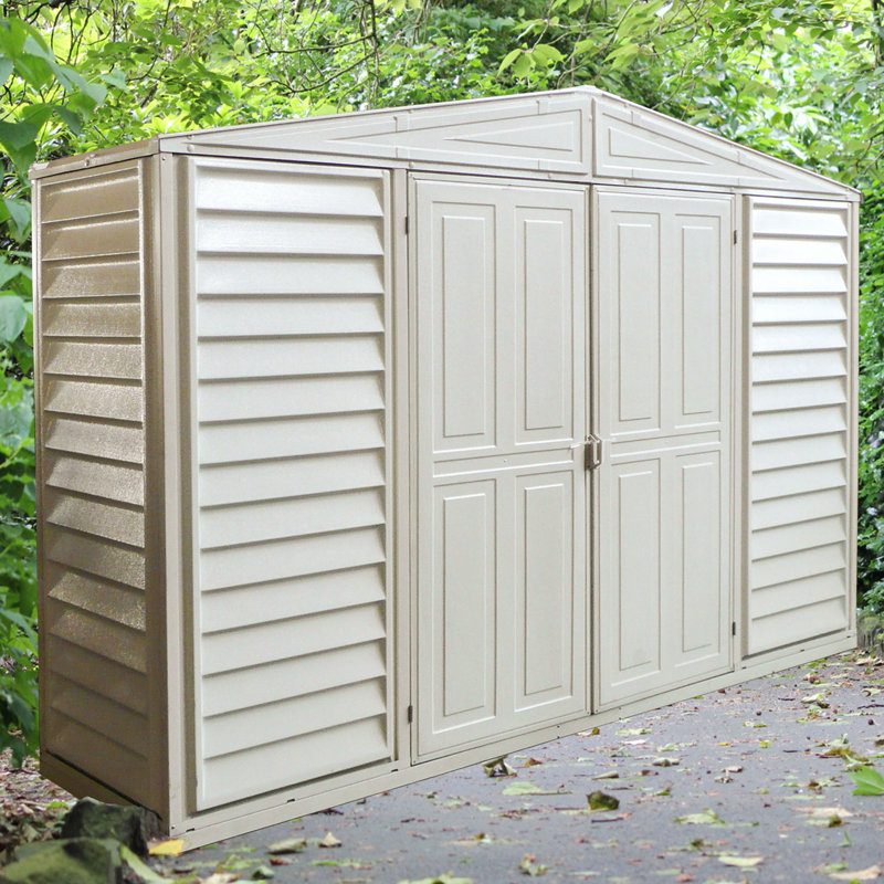 Beige 10.5 ft. x 2.8 ft. Vinyl Storage Shed Kit