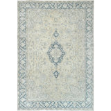 High-Quality Hand-Knotted Ivory And Blue Area Rug