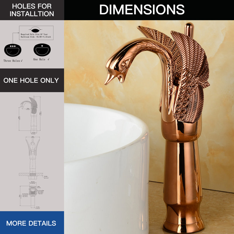 Swan Faucet Copper Single Handle Single Hole Matching Pop Up Drain Without Overflow Stopper And Supply Line Vessel Sink Faucet Lavatory Basin Vanity Mixer Tap Lead-Free