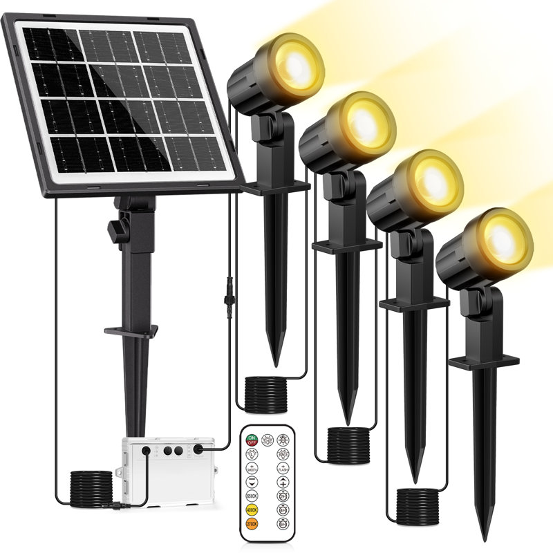 Black Low Voltage Solar Powered Integrated LED Spot Light (Set of 4)