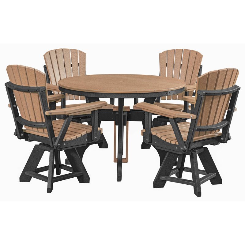 Ensemble repas extérieur pour 4 personnes L 44 po Alsworth, Noir / brun clair
