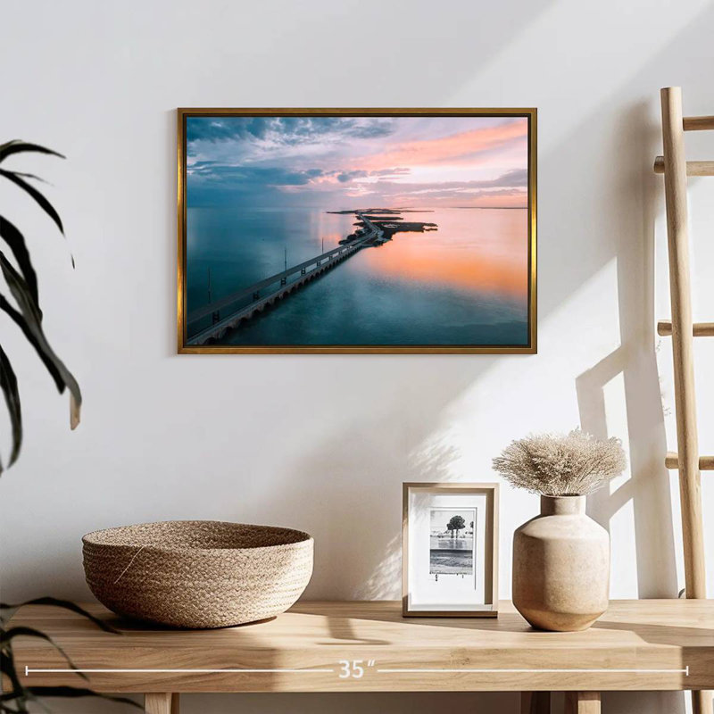 Seven Mile Bridge, 19" X 13", Floating Frame Gold