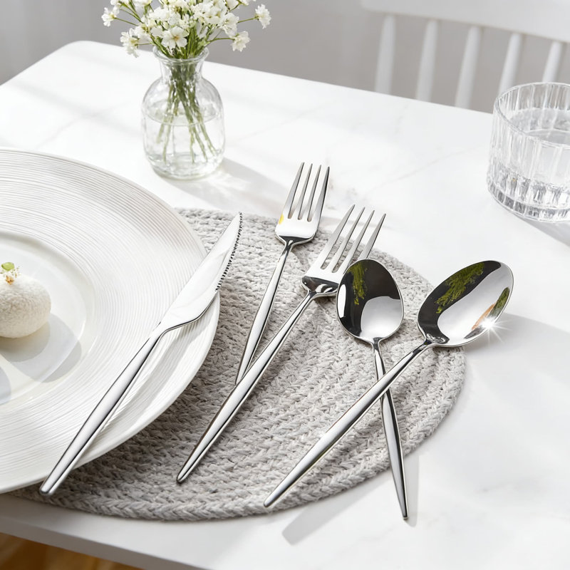 Ensemble de couverts 20 pièces en acier inoxydable, couverts de qualité supérieure 18/10 pour la maison, la cuisine, le restaurant et le mariage, va au lave-vaisselle, comprend des fourchettes, des couteaux et des cuillères