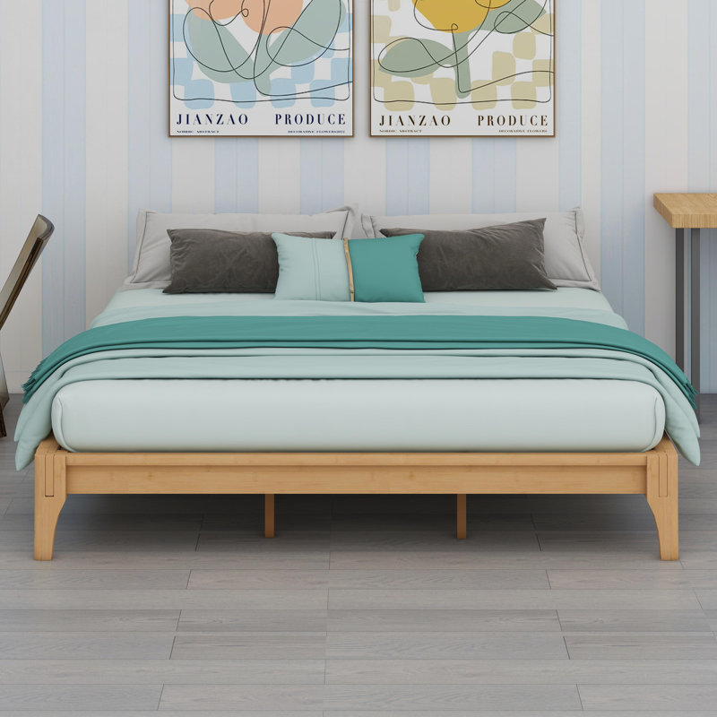 Bamboo Wood Platform Bed Frame, Natural