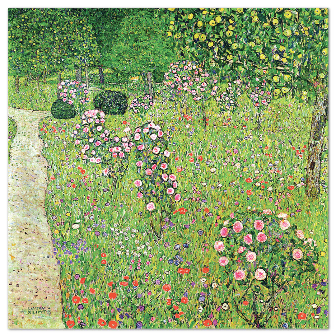 Glasbild Orchard with Roses von Gustav Klimt