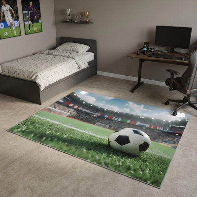 Tapis de soccer vert et noir 5 pi x 7 pi lavable