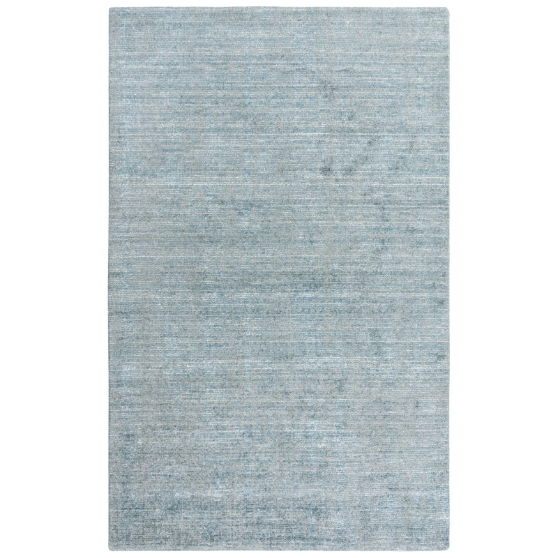 Tapis turquoise en laine tissé à la main Milton, Rectangle 8 pi x 10 pi