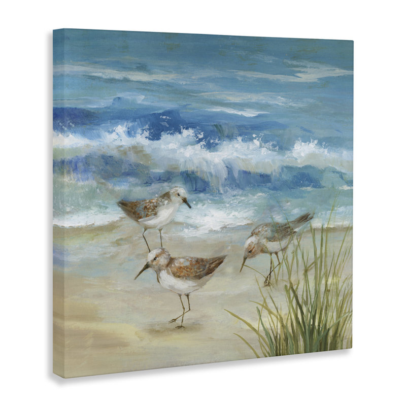 «Beach Sandpiper Gathering», toile par Nan, H 36 po x l 36 po