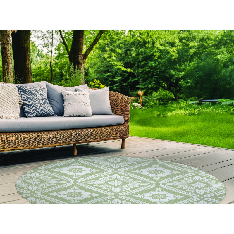 Talia Outdoor Area Rug, Round 5'