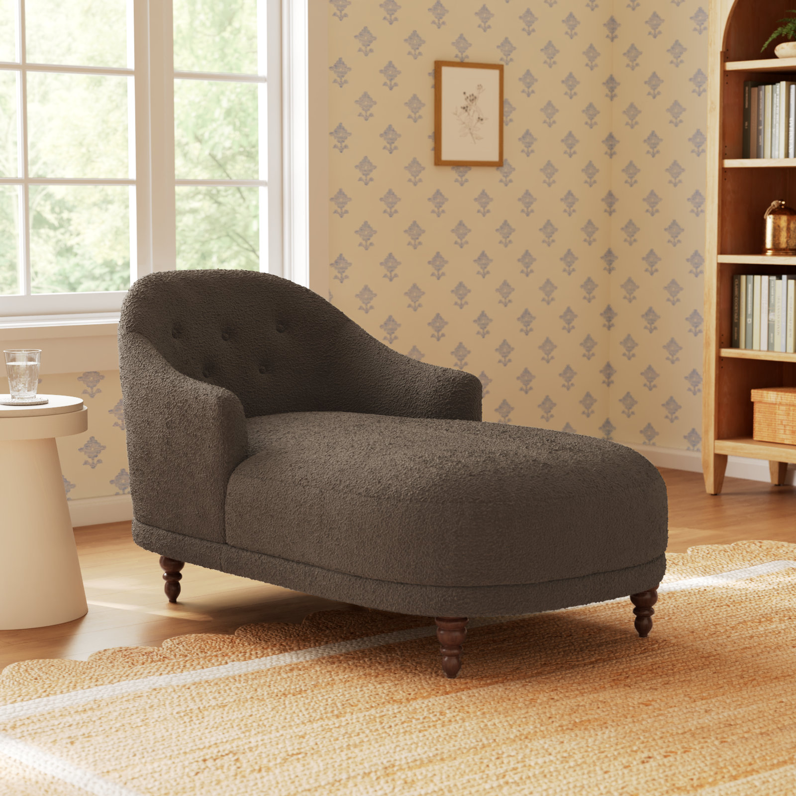 Upholstered Chaise Lounge, Knoll Mink 95% Polyester/5% Acrylic
