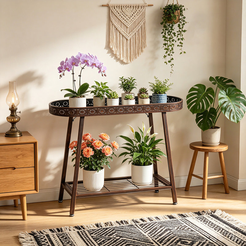 plant stand Iron Plant Stand 2 Tier