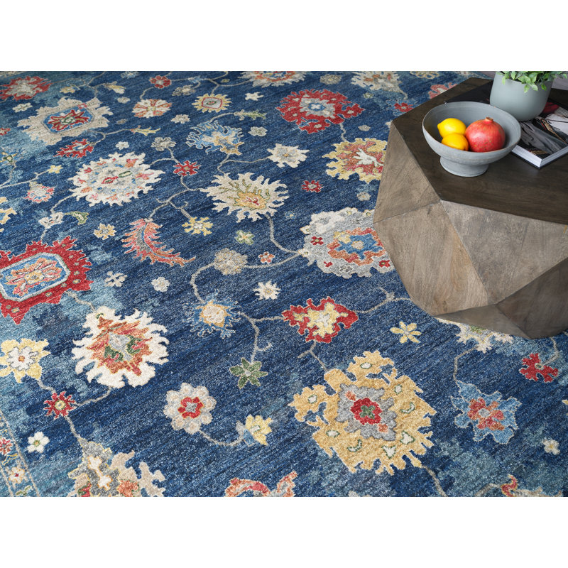 Oxford hand-knotted Ghazni Wool Blue Area Rug, 10'X14'