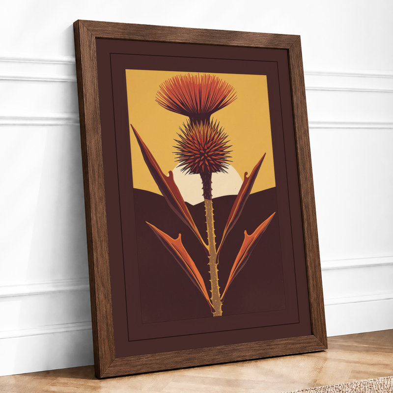 Geometric Thistle Botanical - Print, Walnut, A4 - 29.7 x 21.0 cm