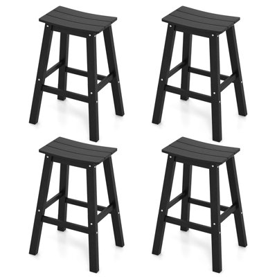 Ensemble de 4 tabourets de bar 29 po avec siège et repose-pieds courbés 29 po pour l'extérieur noir