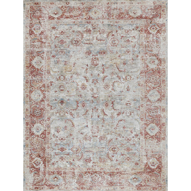 Antique Loom Blue/Rust Polyester powerloom Area Rug