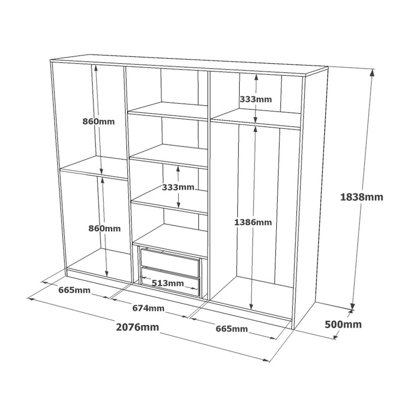 Haerr 6 Door Manufactured Wood Wardrobe, Brown/Grey