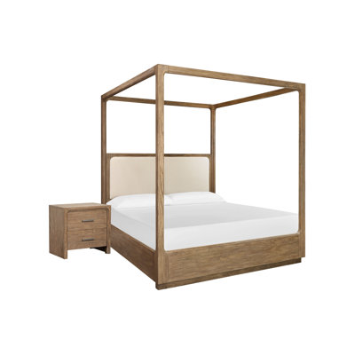 King Upholstered Poster Bed With Nightstand