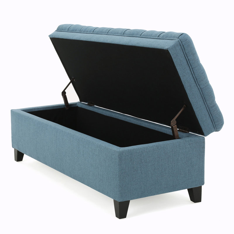 Banc de rangement rembourré en polyester Twania, Bleu