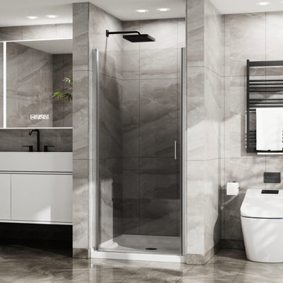 Semi- Pivot Shower Door, 34"X72", 1/4" Tempered Glass, , Magnetic Closure, Adjustable Door Swing 34"X72" Thick Design, 90 Opening Angle