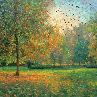 Falling Leaves Garden Wrapped Canvas Wall Art