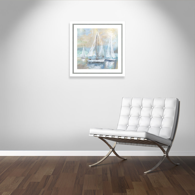 «Sail Away» d'Algerine, reproduction d'art encadrée, H 29,75 po x l 29,75 po x P 1,13 po, Blanc / argenté