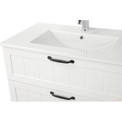 Lavabo de salle de bain en céramique 32 po, pour meuble-lavabo 32 po, trou de robinet pré-percé