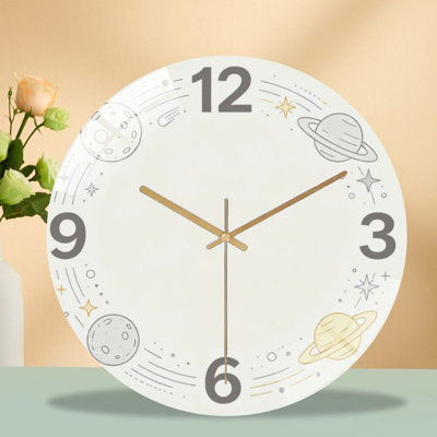 Horloge murale silencieuse en verre trempé de 30 cm, cadran « Céleste céleste » (1), sans tic-tac, fonctionne avec des piles AA (non incluses), décoration artistique pour la maison