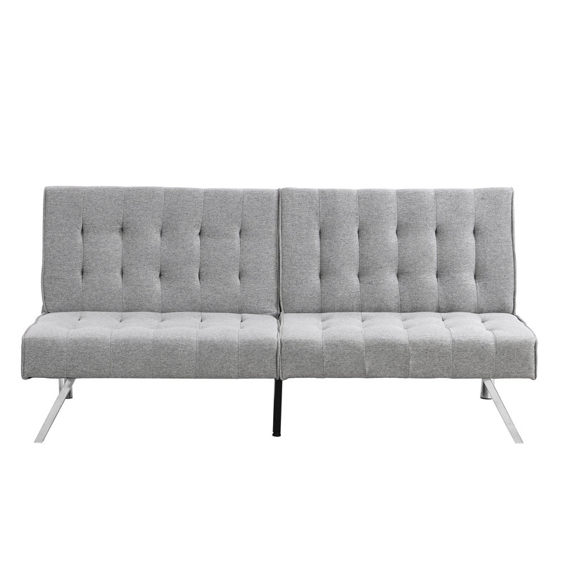 Lit multifonctionnel en gris, structure en bois et pieds en acier inoxydable, ajout de pièce polyvalent gris avec une conception ergonomique, facile à assembler, limite de poids de 650 lb