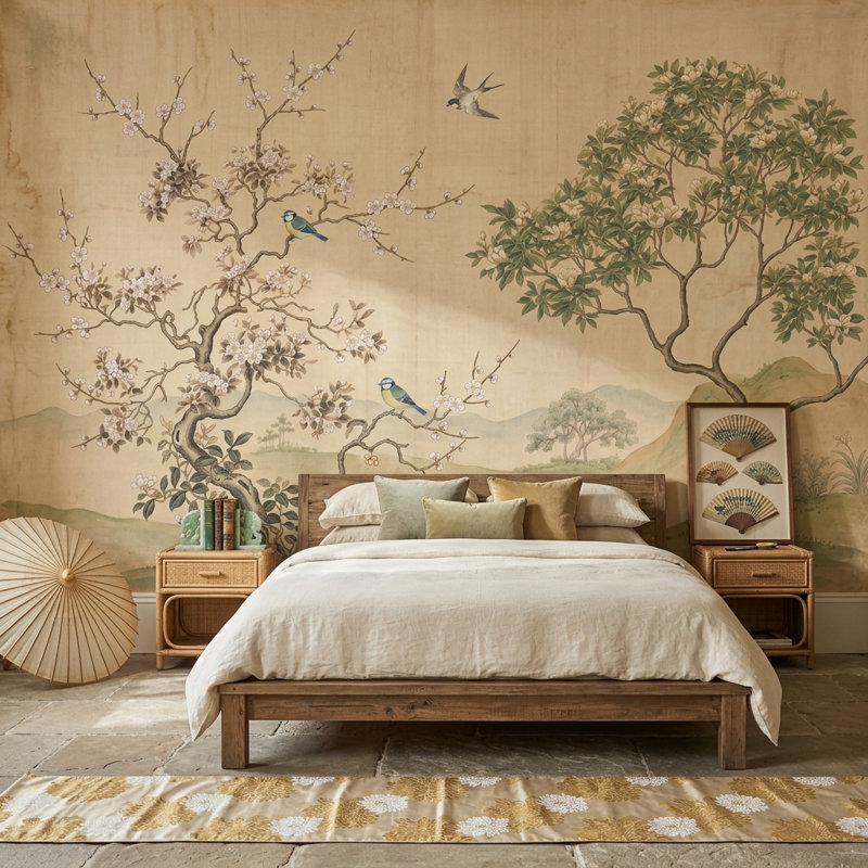 Décoration murale vert olive discret amovible vert sauge, 200 po x 120 po, Non tissé