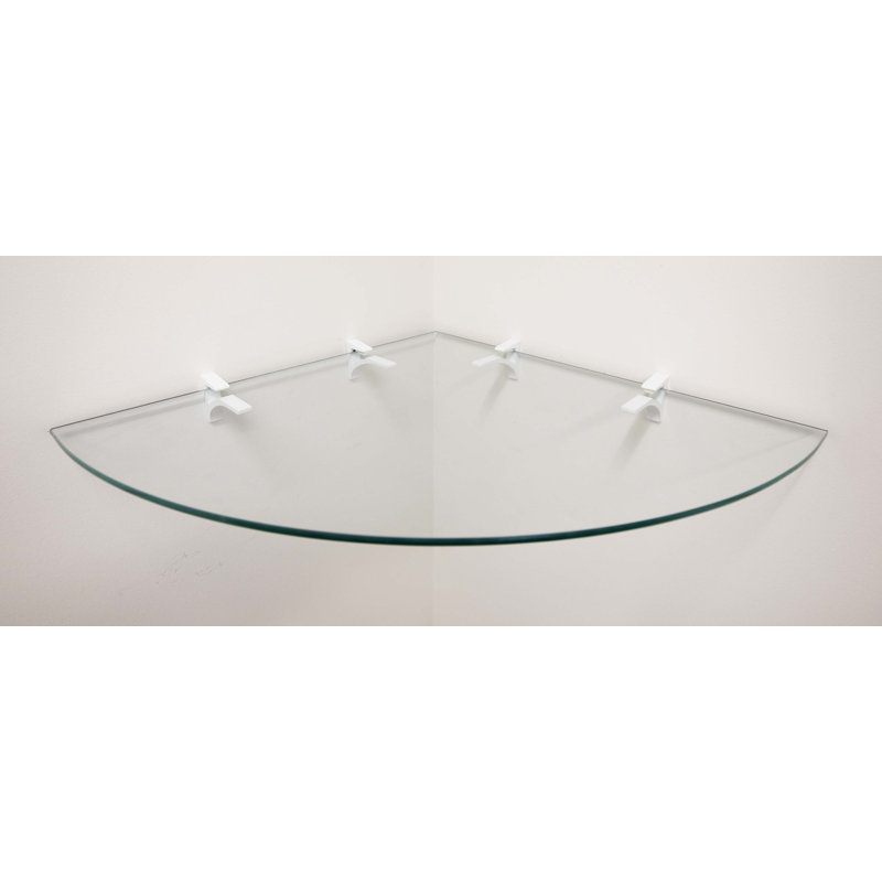 Tablette d'angle en verre Edvin, Blanc