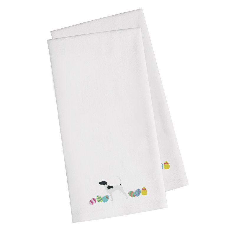 Serviette de cuisine à brodée en anglais avec un pointeur de pâques, Blanc, H 28 po x l 19 po x P 0,1 po
