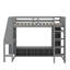 Lit mezzanine en bois avec bureau, nombreuses tablettes de rangement, éclairage à DEL et portemanteau suspendu-1123381393