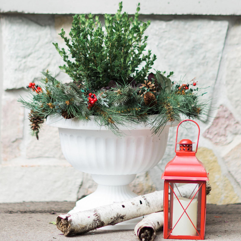 Grecian Urn Plastic Indoor/Outdoor Planter, 10.5" H x 12" W x 12" D, Casper White