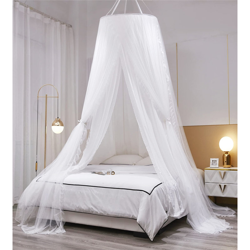 White Double Layer Princess Dome Bed Canopy