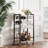 Bar Cart, Home Bar Serving Cart, Drink Cart with 3-Tier Mirrored Shelf, Mobile Kitchen Shelf with Wine Rack, Rolling Beverage Cart-113416075