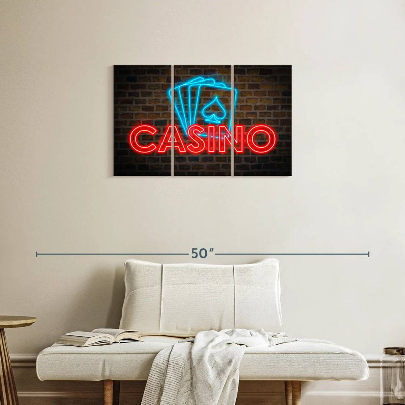 Casino Cards Neon Lights, 20" H x 33" W