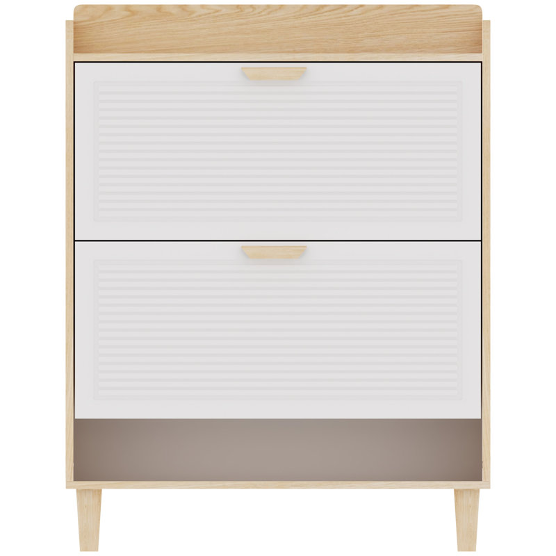 Rangement pour chaussures autoportant 31,5 pouces avec 2 tiroirs ouverts Nordic Inspired Nordic