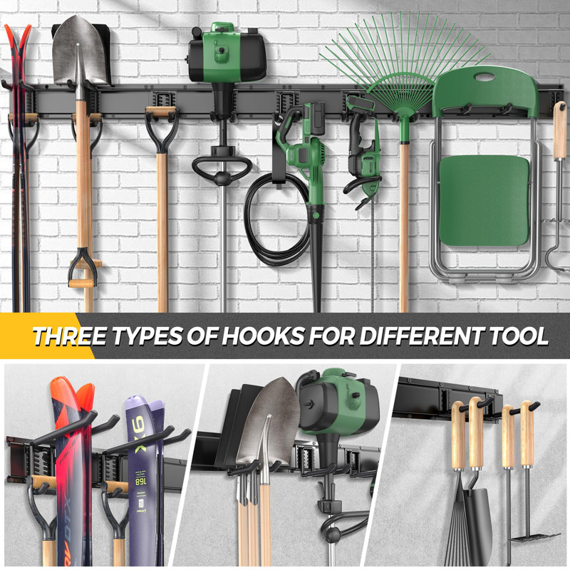 Support mural pour outils de garage (noir)