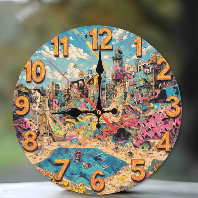 scène de ville collage horloge