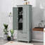 Grande armoire de rangement avec deux tiroirs pour la salle de bain ou le bureau, tablettes réglables, matériau en panneau de fibres à densité moyenne-1270680829