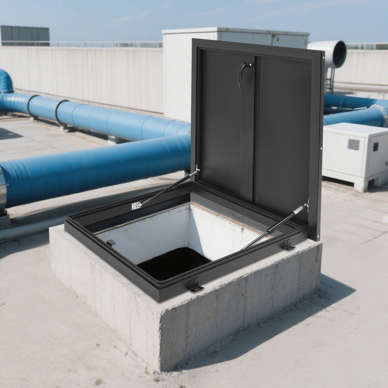 Trappe de sécurité robuste en alliage d'aluminium, Noir, L 30,31 po x H 30,31 po