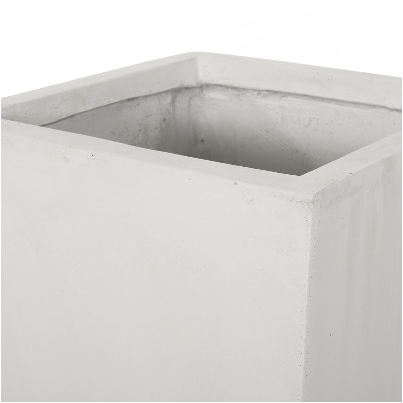 13" X 28.5" Outdoor Modern  Cast Stone Planter, White, 28.5" H x 13" W x 13" D, Matte White