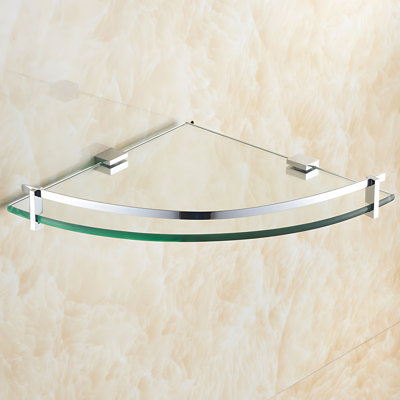 Tempered Glass Corner Rack for Bathroom Shower, Wall Mounted Storage Rack