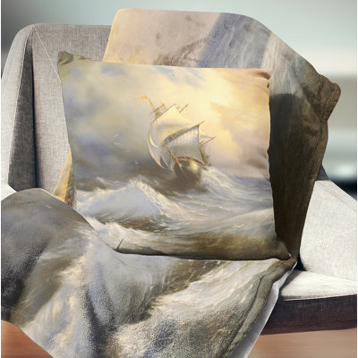 Coussin décoratif à motif bateau et mer Shore