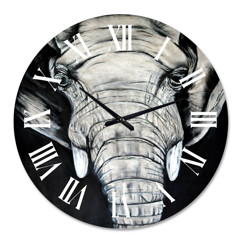 Le portrait d'un éléphant d'Afrique - Horloge murale de ferme, Moyenne