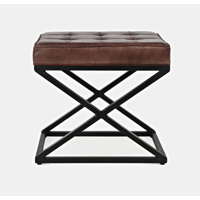 Kellner 51cm Wide Genuine Leather Tufted Rectangle Solid Colour Standard Ottoman