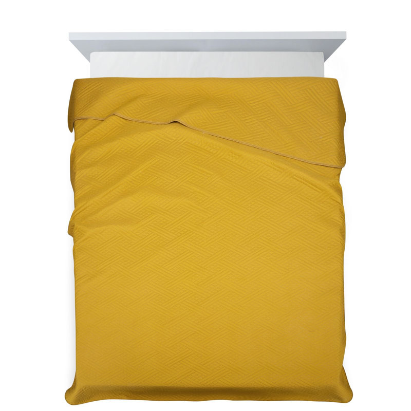 Stoughton Polyester Solid Colour Bedspread, Yellow, W170 x L210cm
