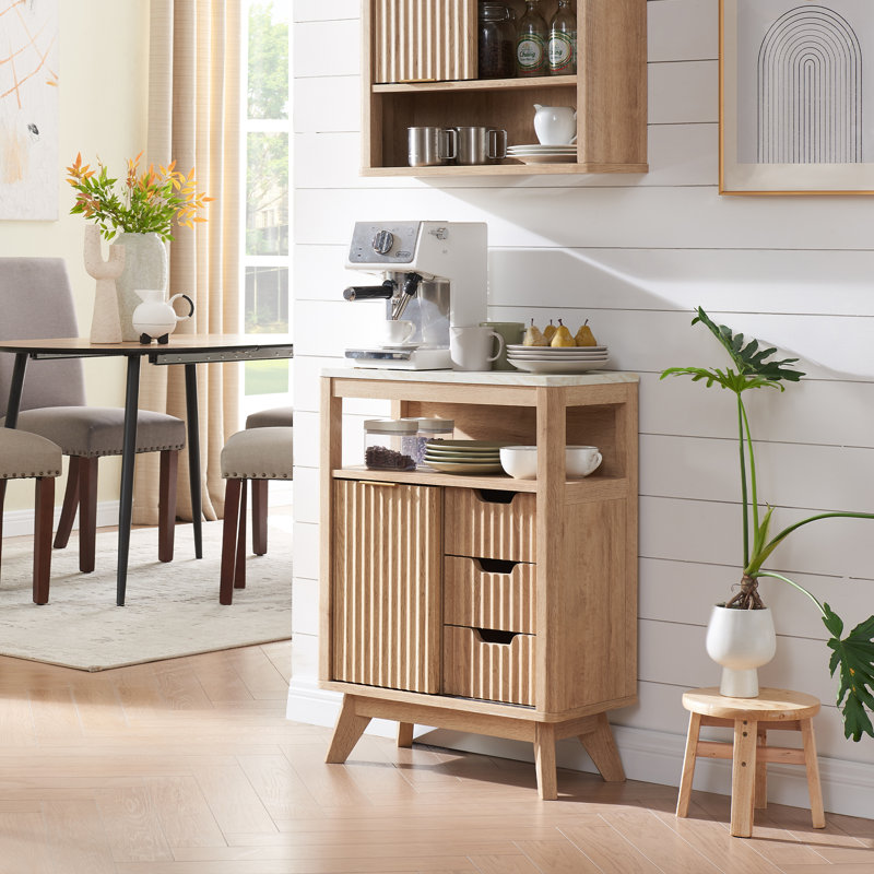 Rayleigh Modern Bathroom Floor Cabinet with Sliding Door, Storage Organizer, Linen Cabinet, Oak