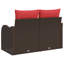  Canapé de jardin 2 places avec coussins en rotin de polyester brun-1068914449