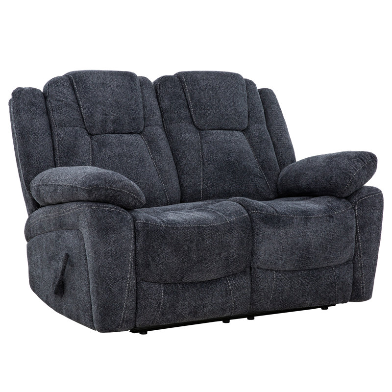 Anakin 59 in. Dark Grey Fabric Reclining Loveseat